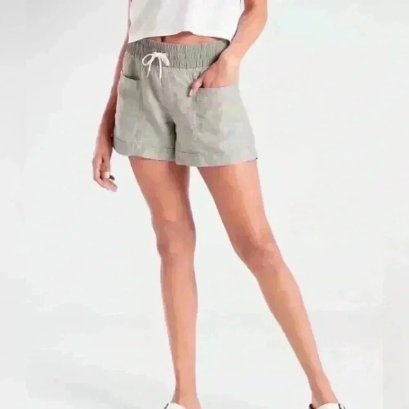 ATHLETA Cabo 100% Linen 4" Shorts Gray, Size 4 - Picture 1 of 6